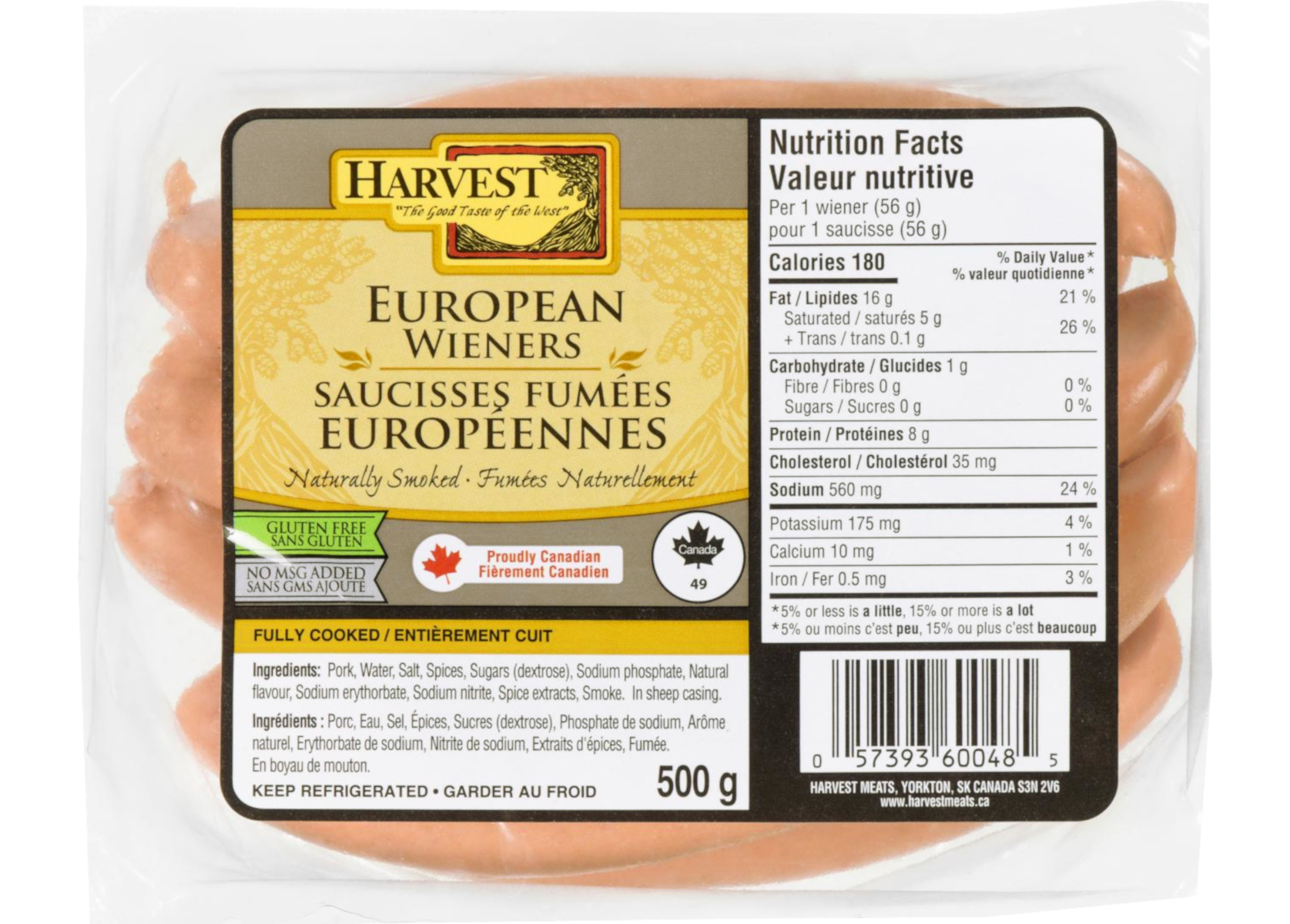 European Wieners 500g Harvest Meats